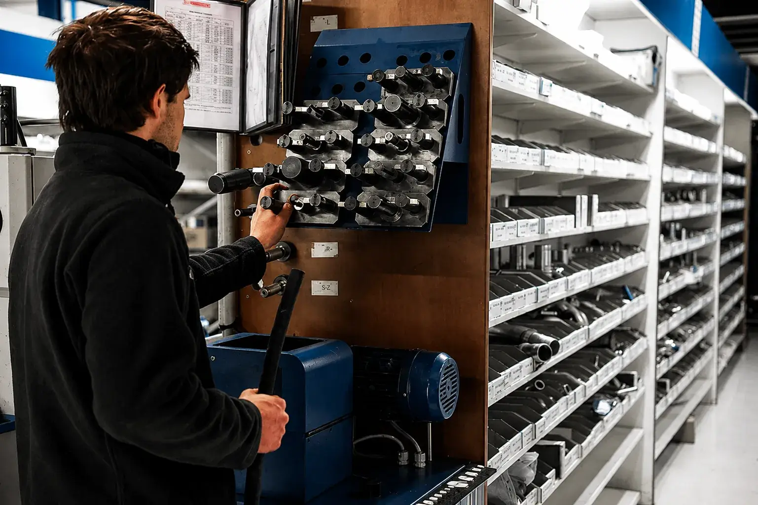 Préparation d’un flexible hydraulique en atelier
