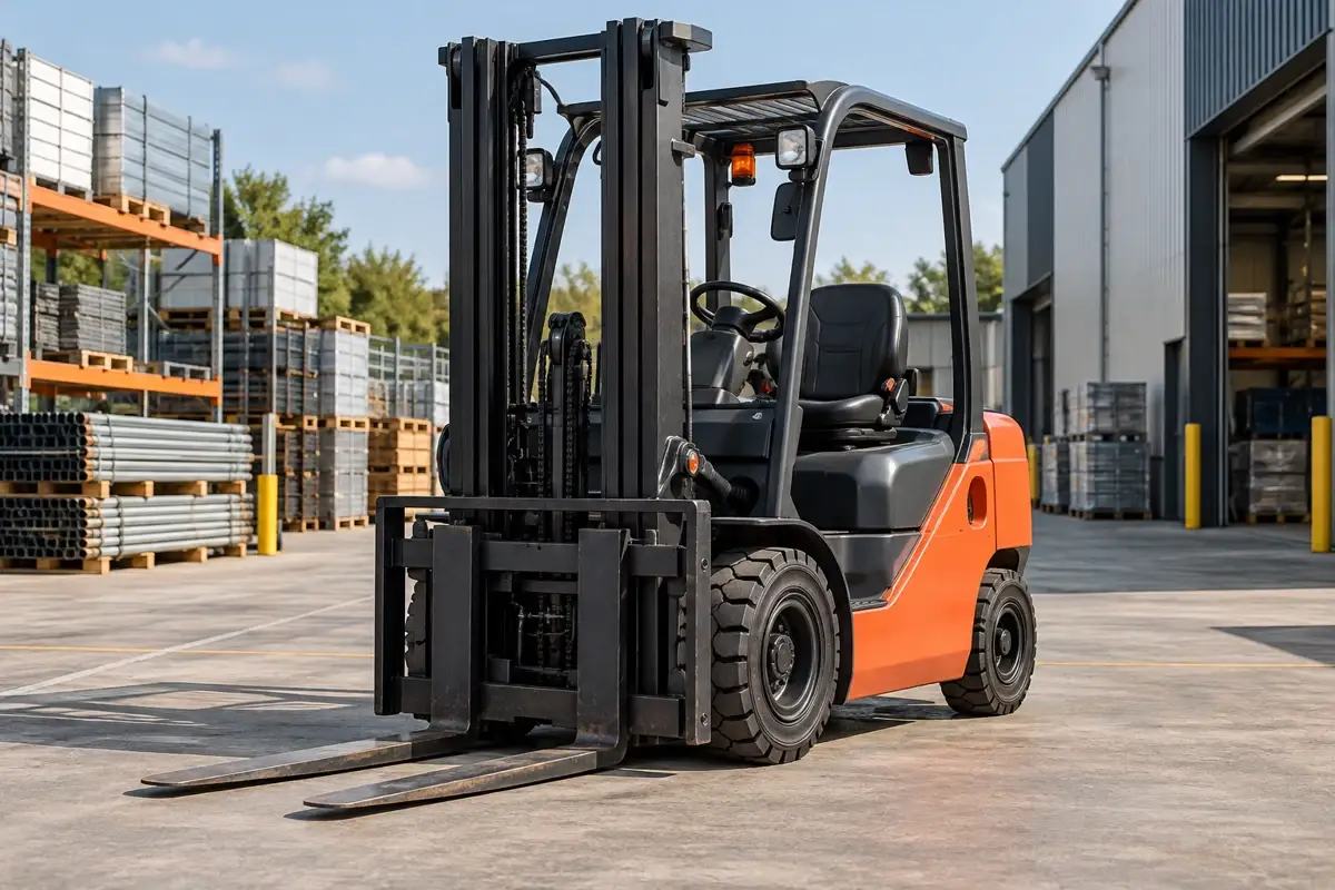 Chariot élévateur dans une zone logistique
